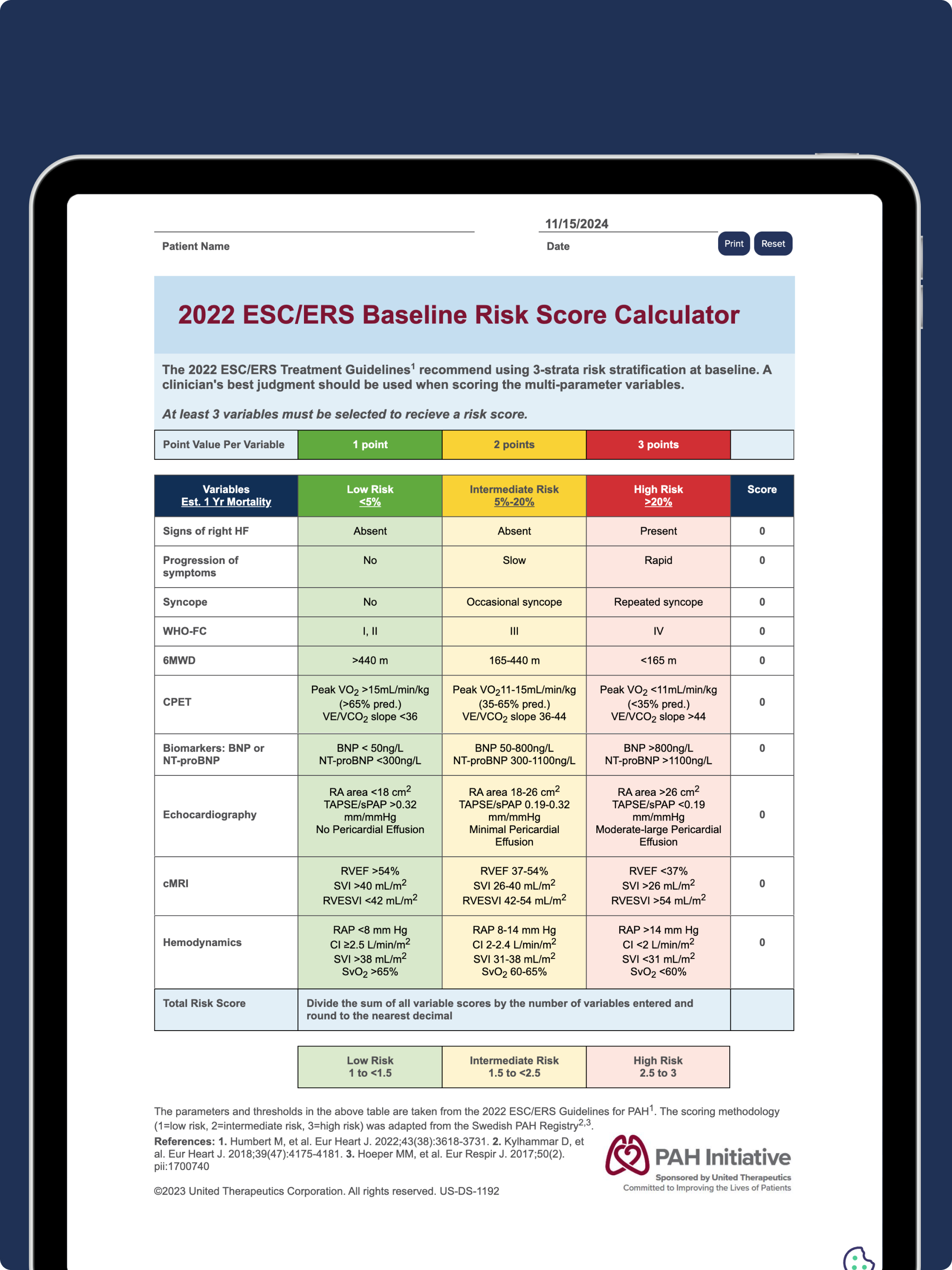PAH Risk Score Calculators