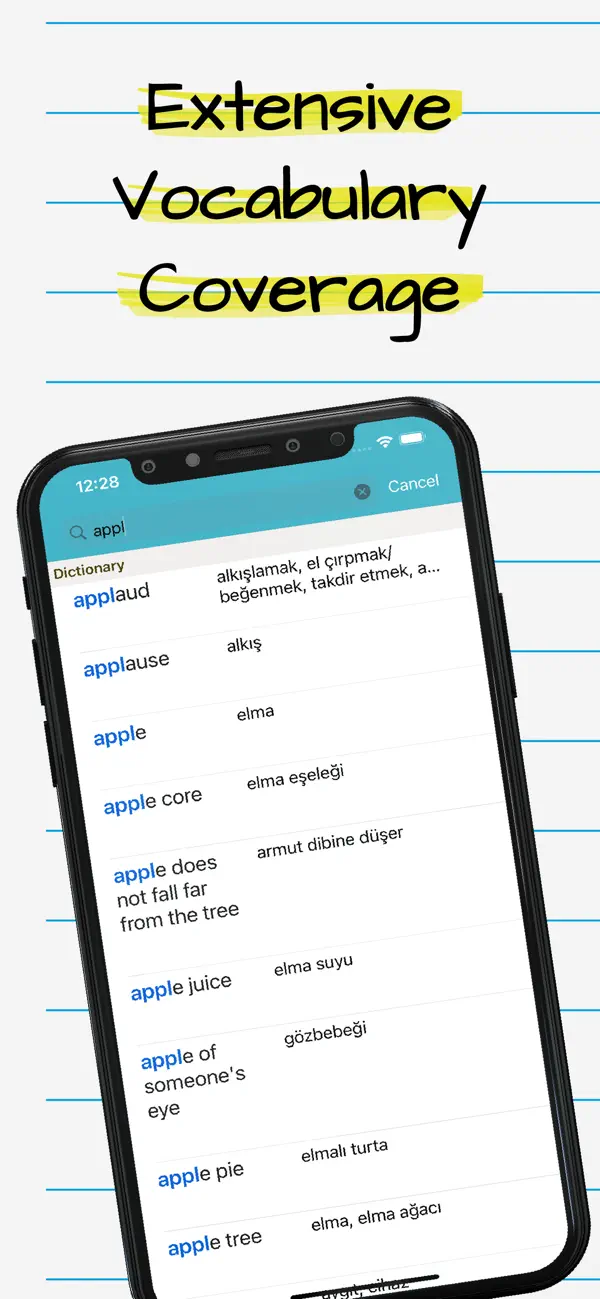Screenshot #1 pour Turkish English Dictionary +