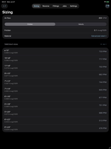 DuctSizer: Duct Calculator iPad screenshot