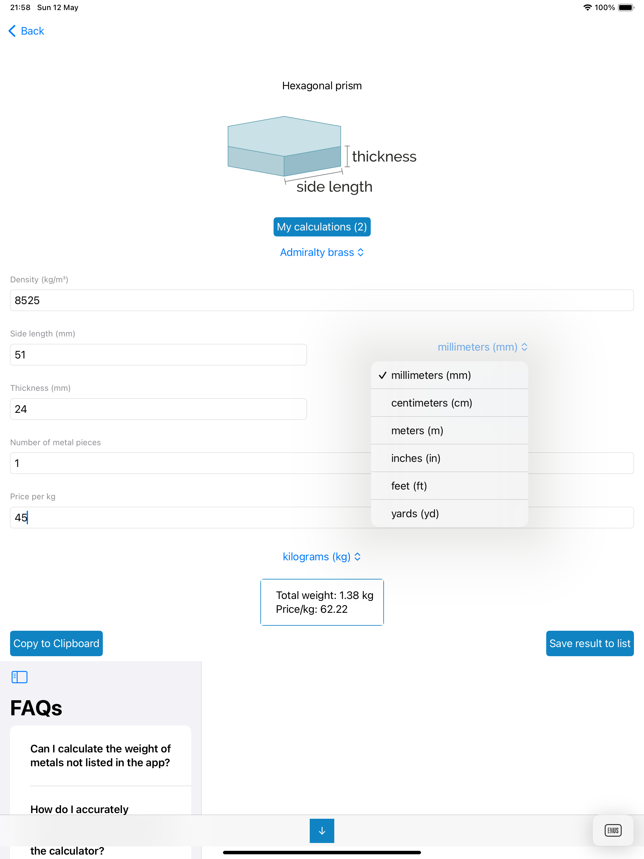 Multi-Metal Weight Estimator
