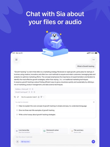 AskSia: AI Study & Homework iPad screenshot