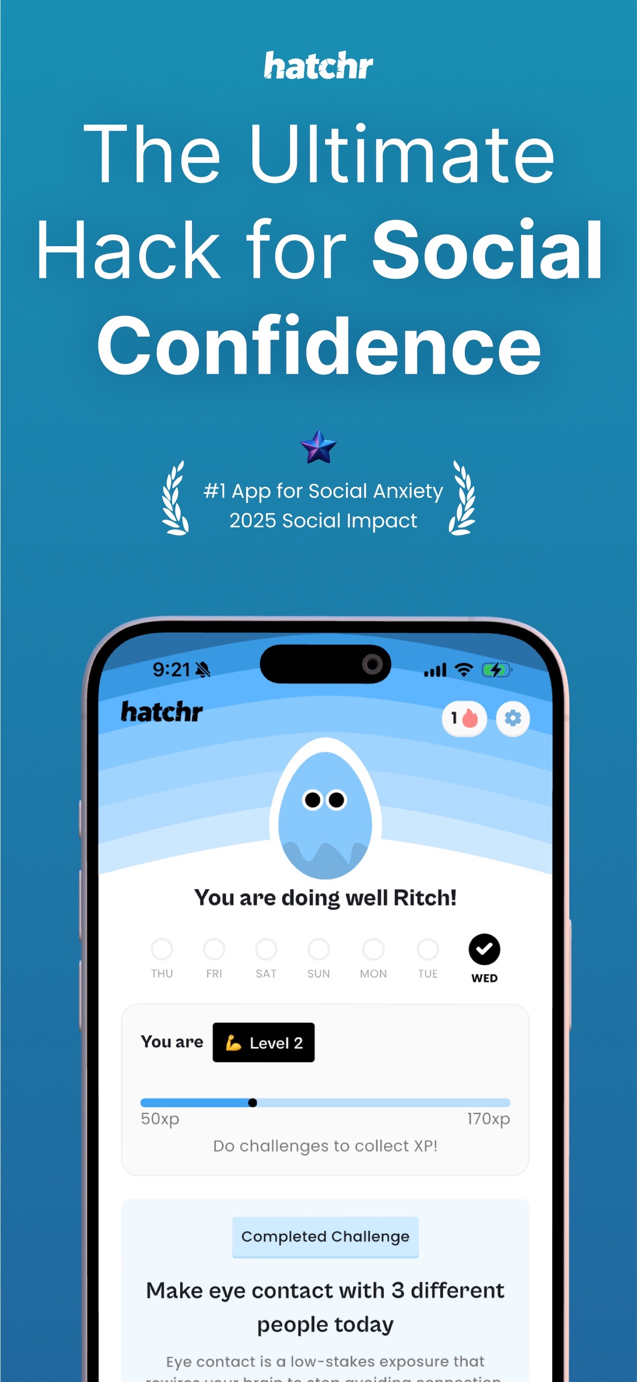 Hatchr: Social Anxiety Coach screenshot 1