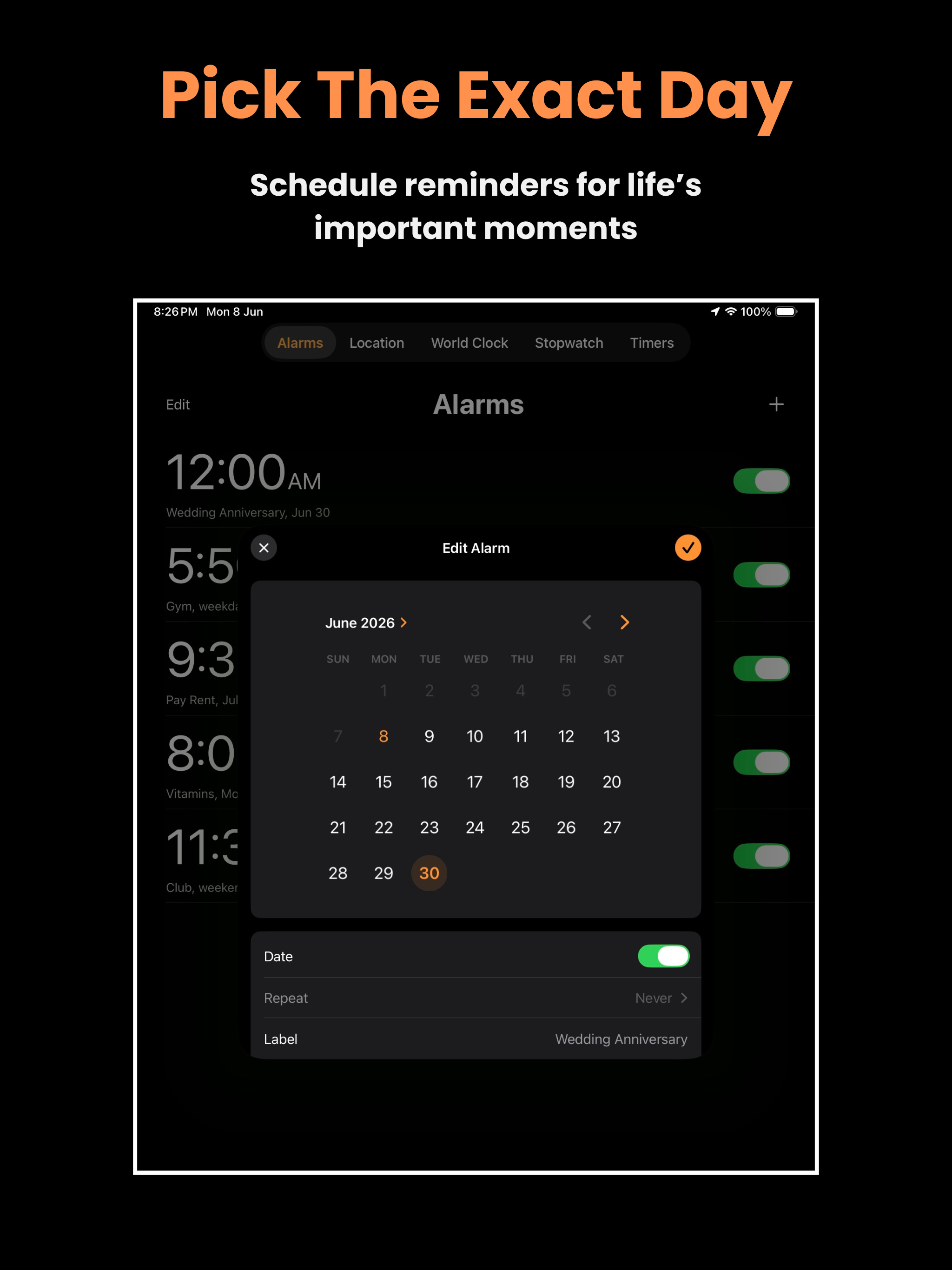 Date Alarm Clock