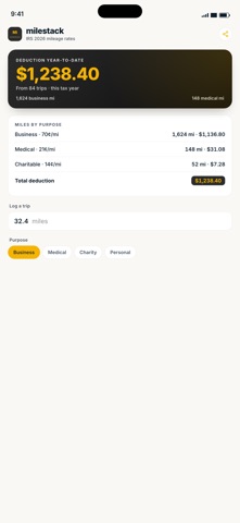 MileStack: Mileage Tracker Screenshot 1 of 3