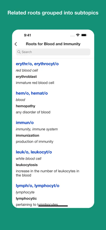Captura 5 de 6 de Medical terminology - roots