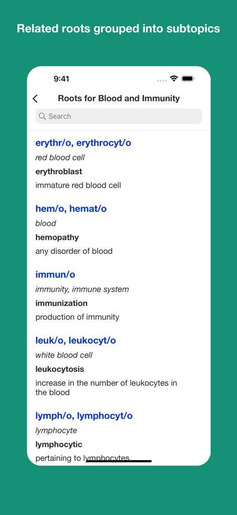Medical terminology - roots - Reference App | MWM