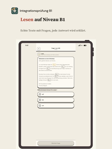 Integrationsprüfung B1 iPad screenshot