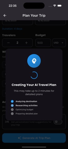 TravelMind AI iPhone screenshot