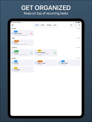 Recurrence: Recurring Tasks iPad screenshot