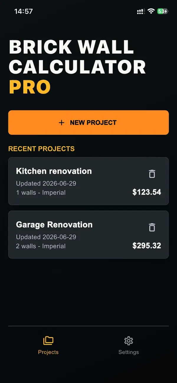 Screenshot #1 pour Brick Wall Calculator Pro
