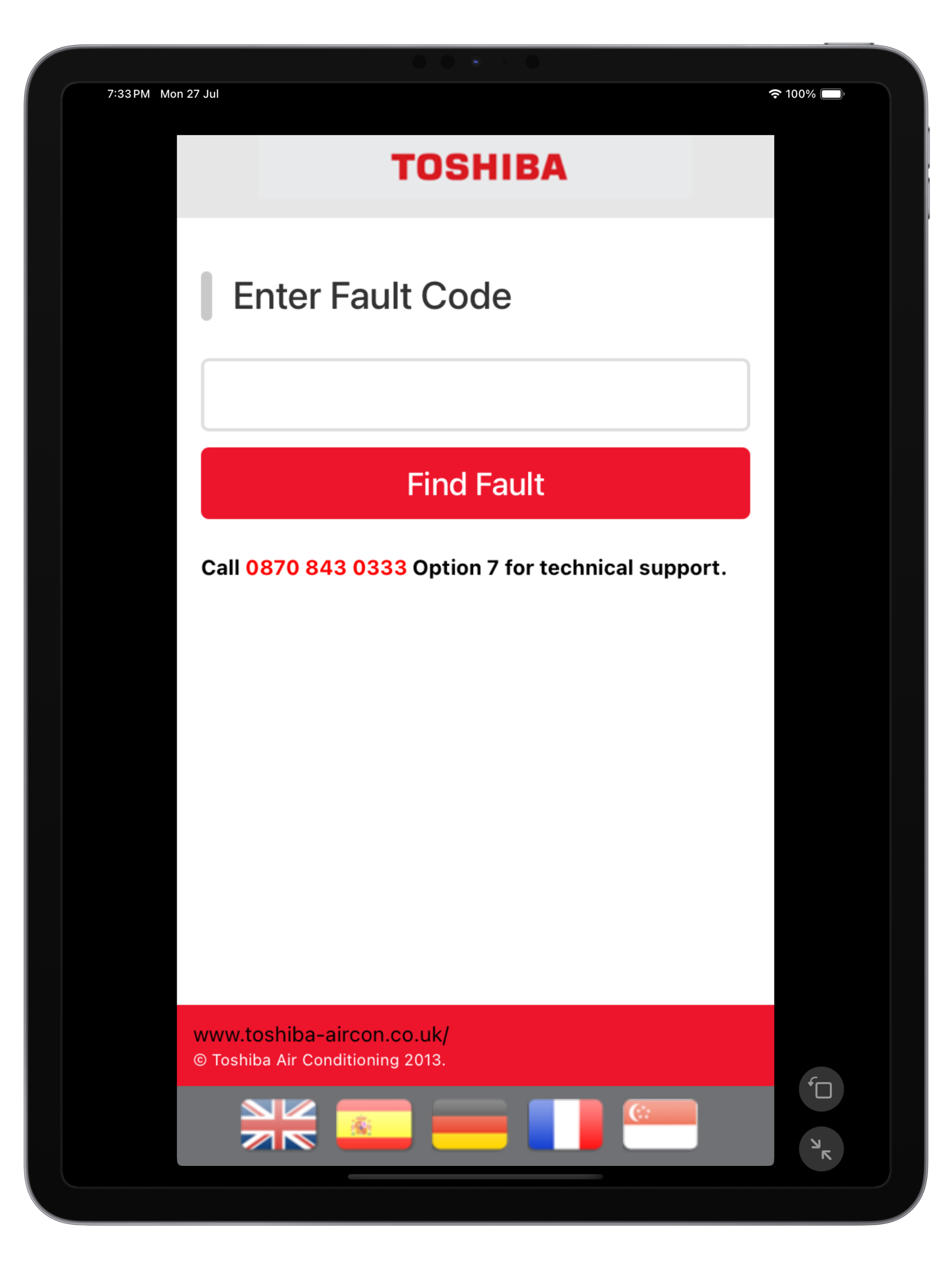 Toshiba Fault Codes screenshot 2
