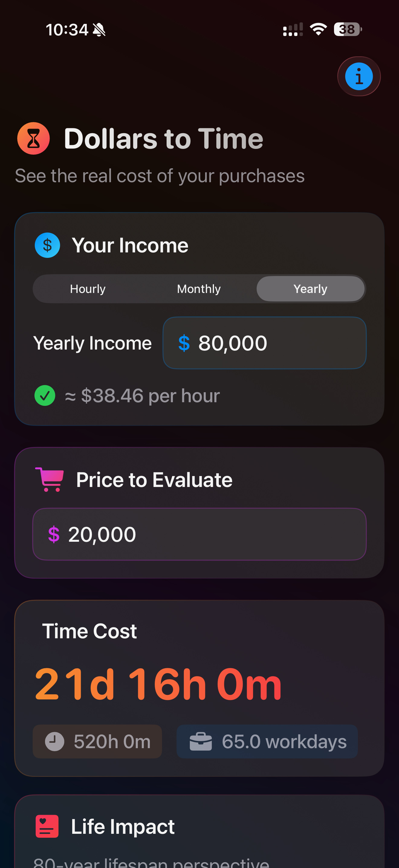 Dollars to Time Calculator