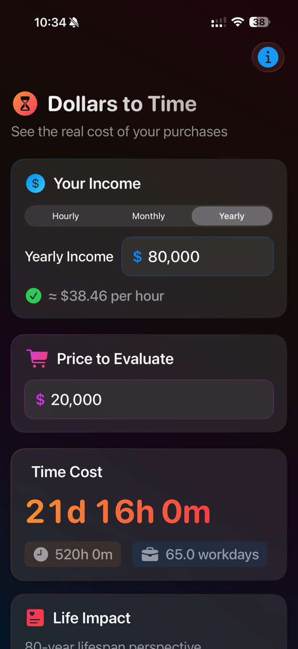 Dollars to Time Calculator screenshot 1