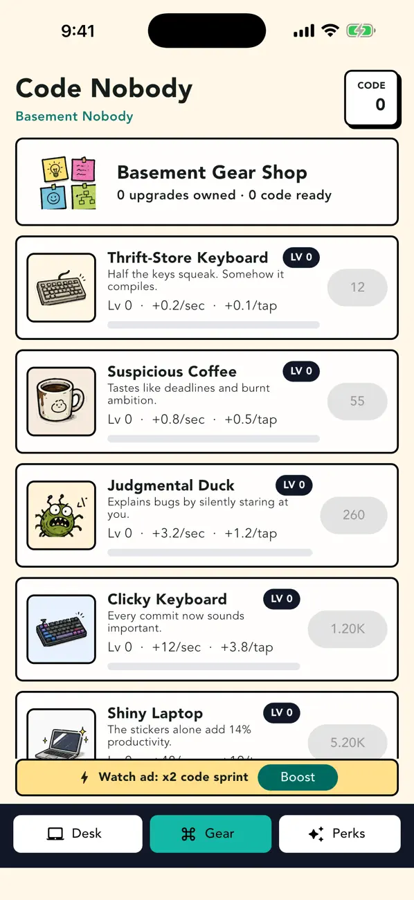 #2. Code Nobody (iOS) di: Gobling Company