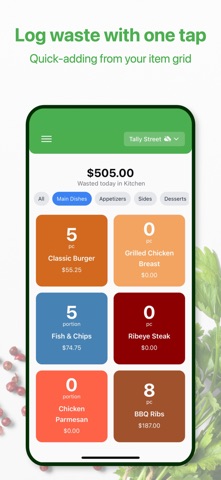 Waste Tally - For Restaurants iPhone screenshot