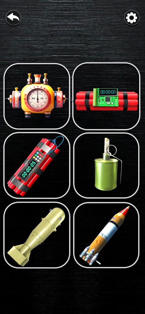 Time Bomb Sounds Screen Prank - Discover the extensive weapon selection variety, offering diverse bomb types like classic dynamite and intriguing rocket options for versatile pranking.