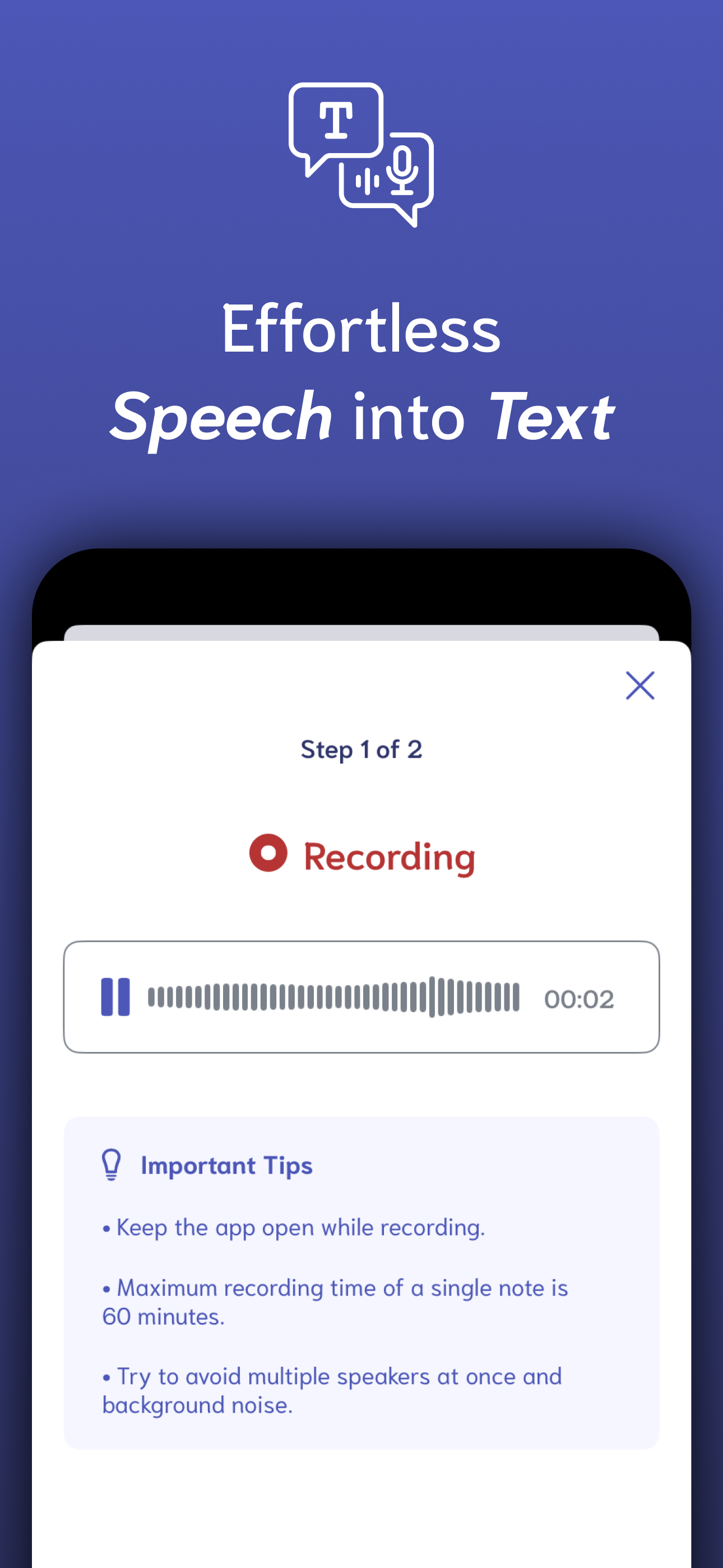 VoiceNotes: speech to text