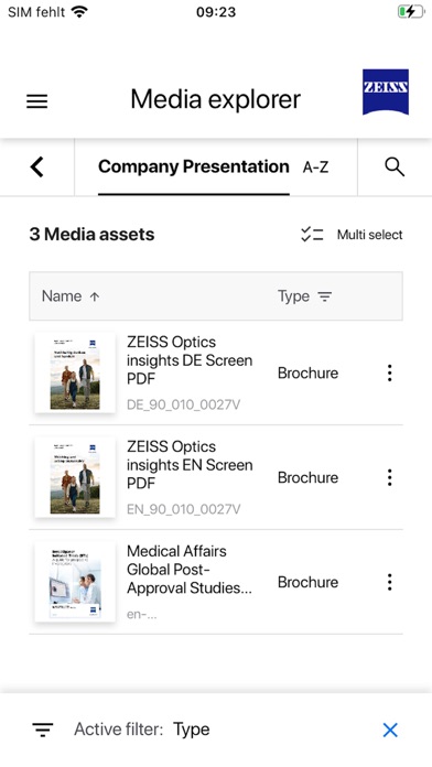 ZEISS FOCUS app Screenshot
