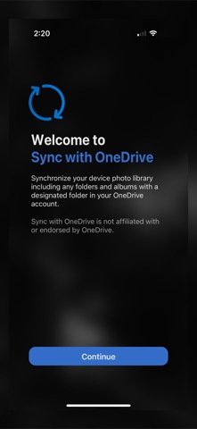 Sync with OneDrive iPhone screenshot