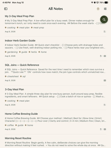 Truffle Journal iPad screenshot