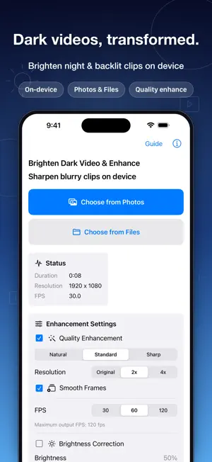 Brighten Dark Video & Enhance screenshot 1