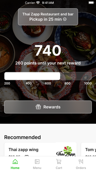 ThaiZapp Restaurant and Bar app screenshot