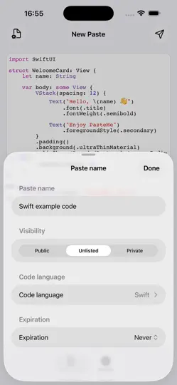Captura de pantalla de PasteMe - Pastebin Client en iPhone 3