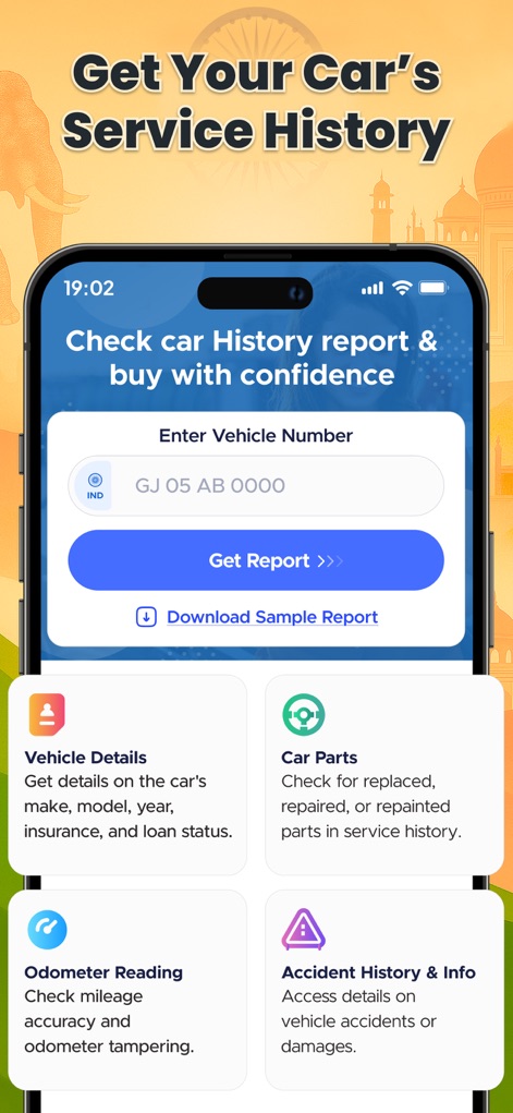 Vehicleinfo - All Vahan Detail - Users can readily access a car's 'Service History' by entering its vehicle number, retrieving essential 'Vehicle Details' and 'Accident History & Info'.
