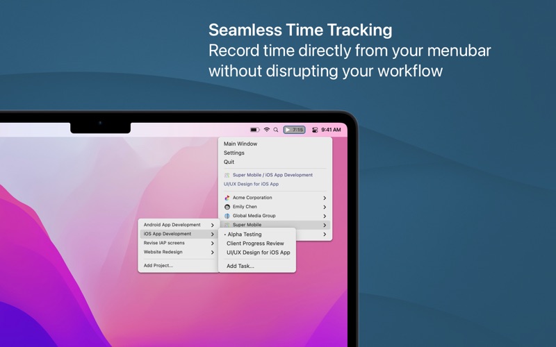 Client Time Pro app screenshot 2