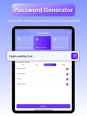 Authenticator app, 2FA and MFA iPad screenshot