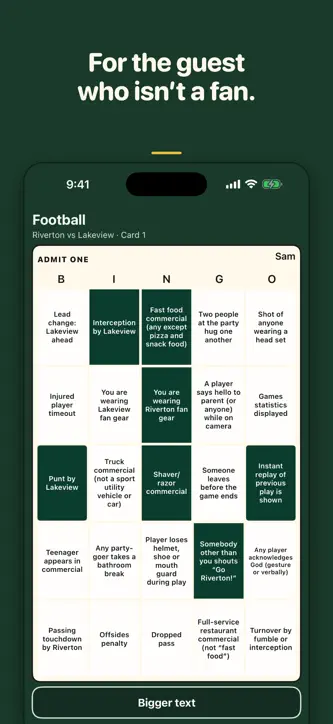 Sports Party Bingo screenshot 1