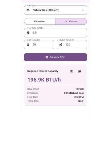 Water Heater Calc Plumb iPad screenshot