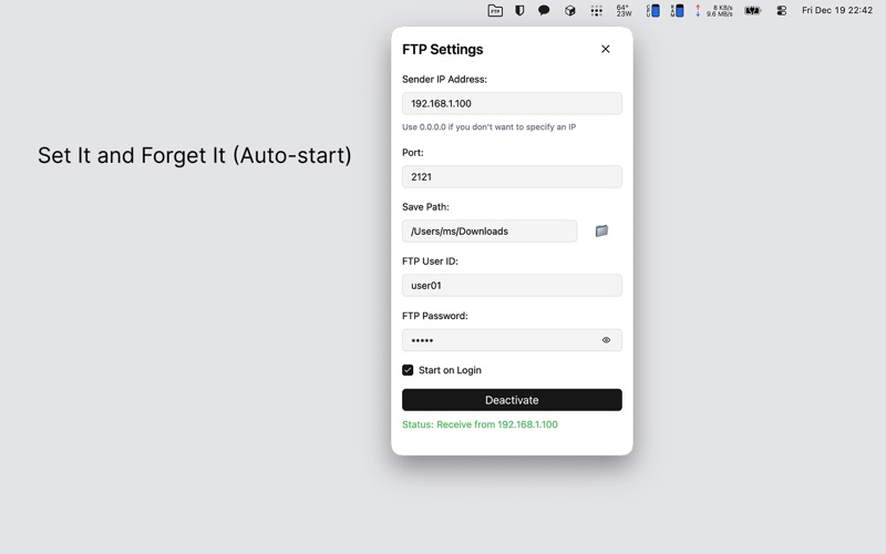 SimpleFTPReceiver screenshot