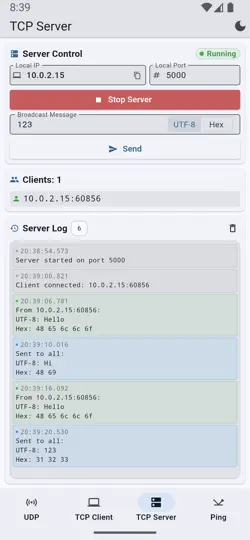 Скриншот UDP TCP Sender & Receiver на iPhone 3