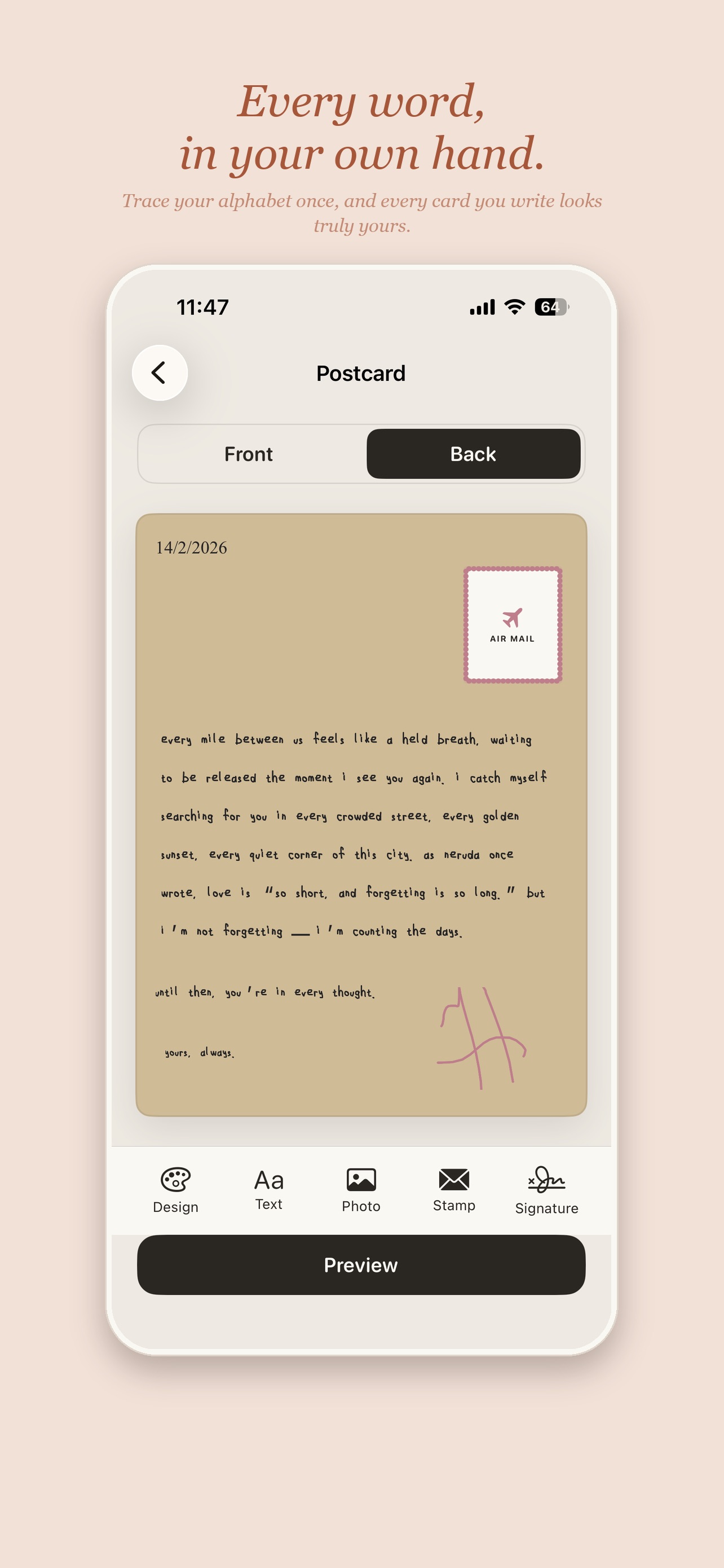 Screenshot 2 of Postcard: Video & Handwriting
