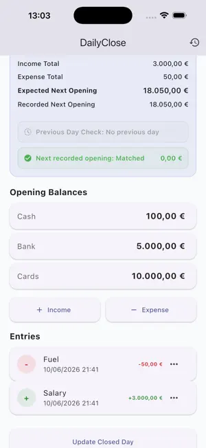 DailyClose – Cash Tracker screenshot 2