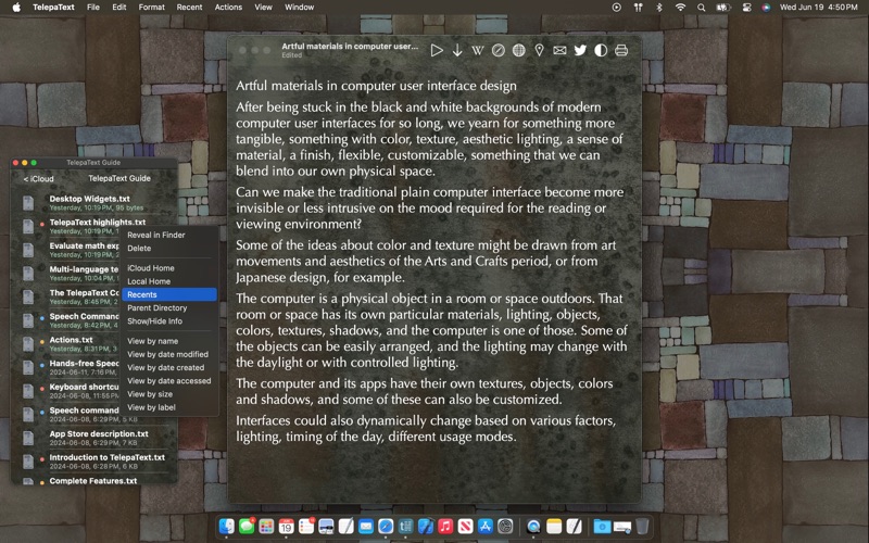 TelepaText - editor, speech screenshot