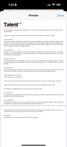 Talent Release Forms Screenshot 4 of 4