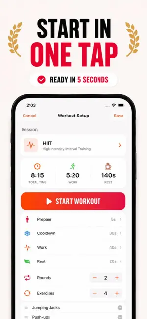 Interval Timer Tabata and HIIT screenshot 2