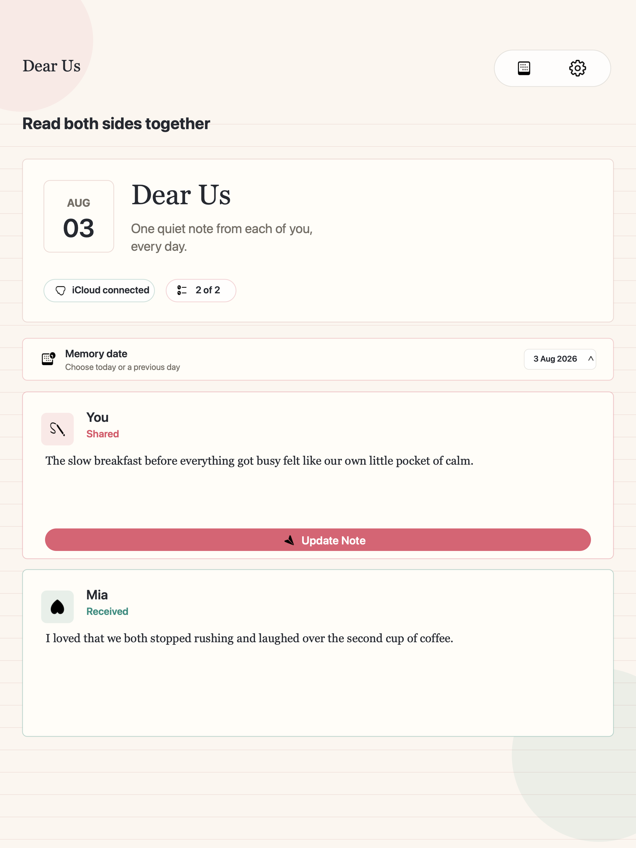 Dear Us daily journal screenshot 12