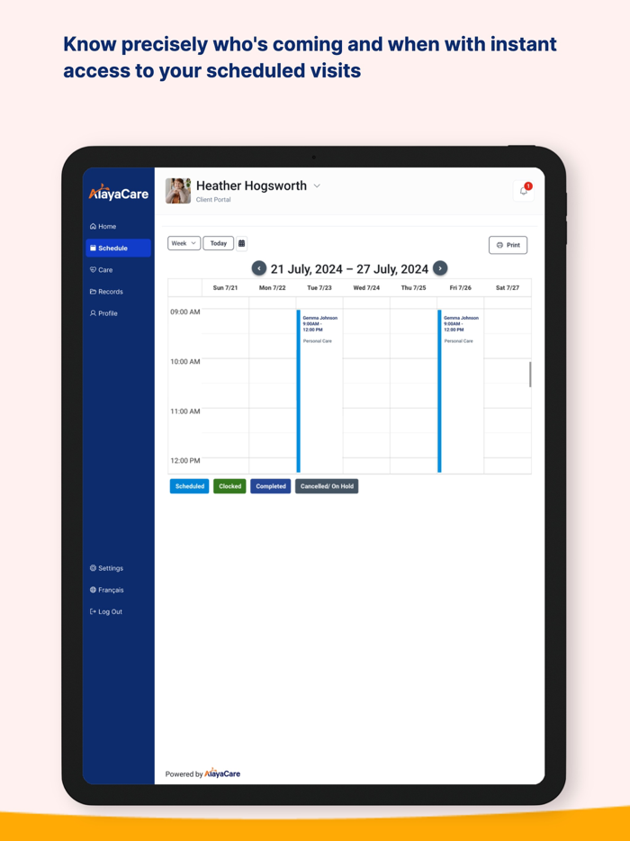 AlayaCare Family Portal