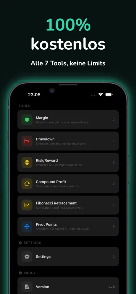 TradeCalc Positionsgröße — iPhone-Screenshot 2