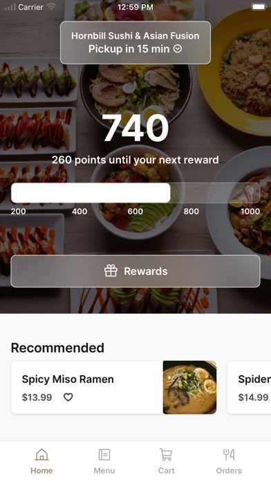 Hornbill Sushi & Asian Fusion iPhone screenshot 1 - Food & Drink app