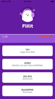 fillit - kpop lyrics quiz game iphone screenshot 2