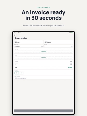 Simple Invoice Studio Pro iPad screenshot