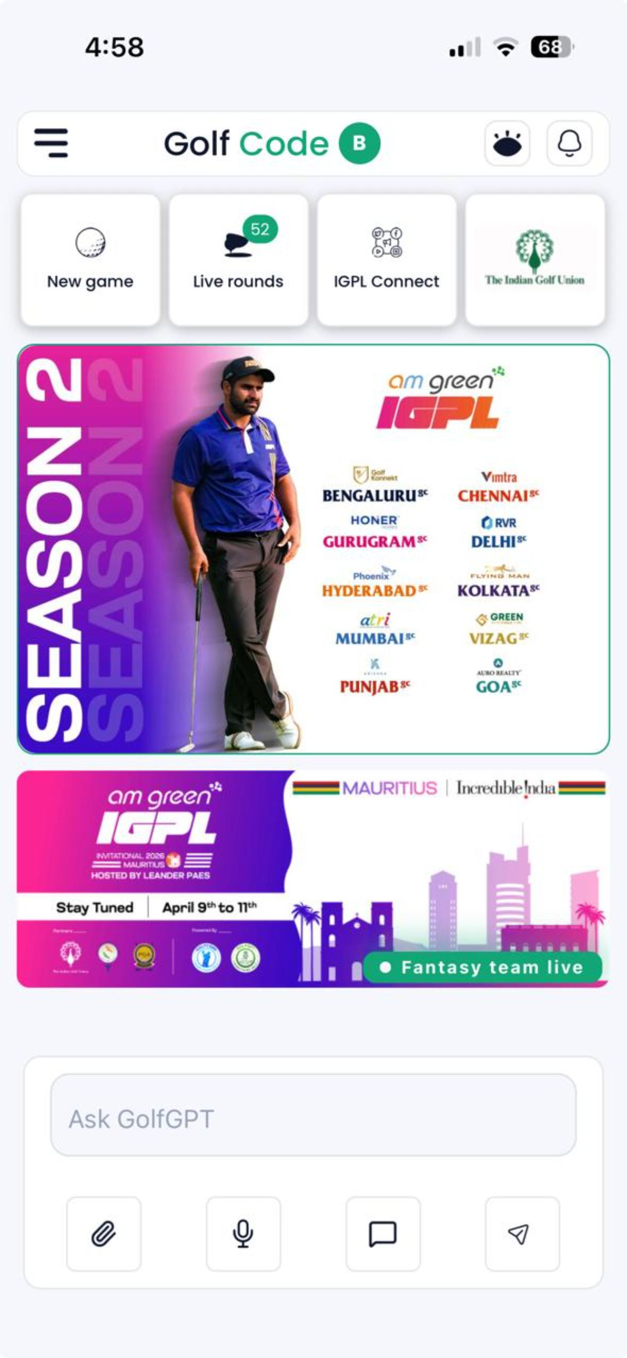 Golfcode: Official IGPL App
