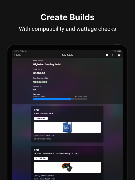 Screenshot #6 pour BuildCores: Part Picker for PC