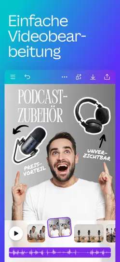 Screenshot von Canva: KI-Foto- & Video-Editor auf dem iPhone 4