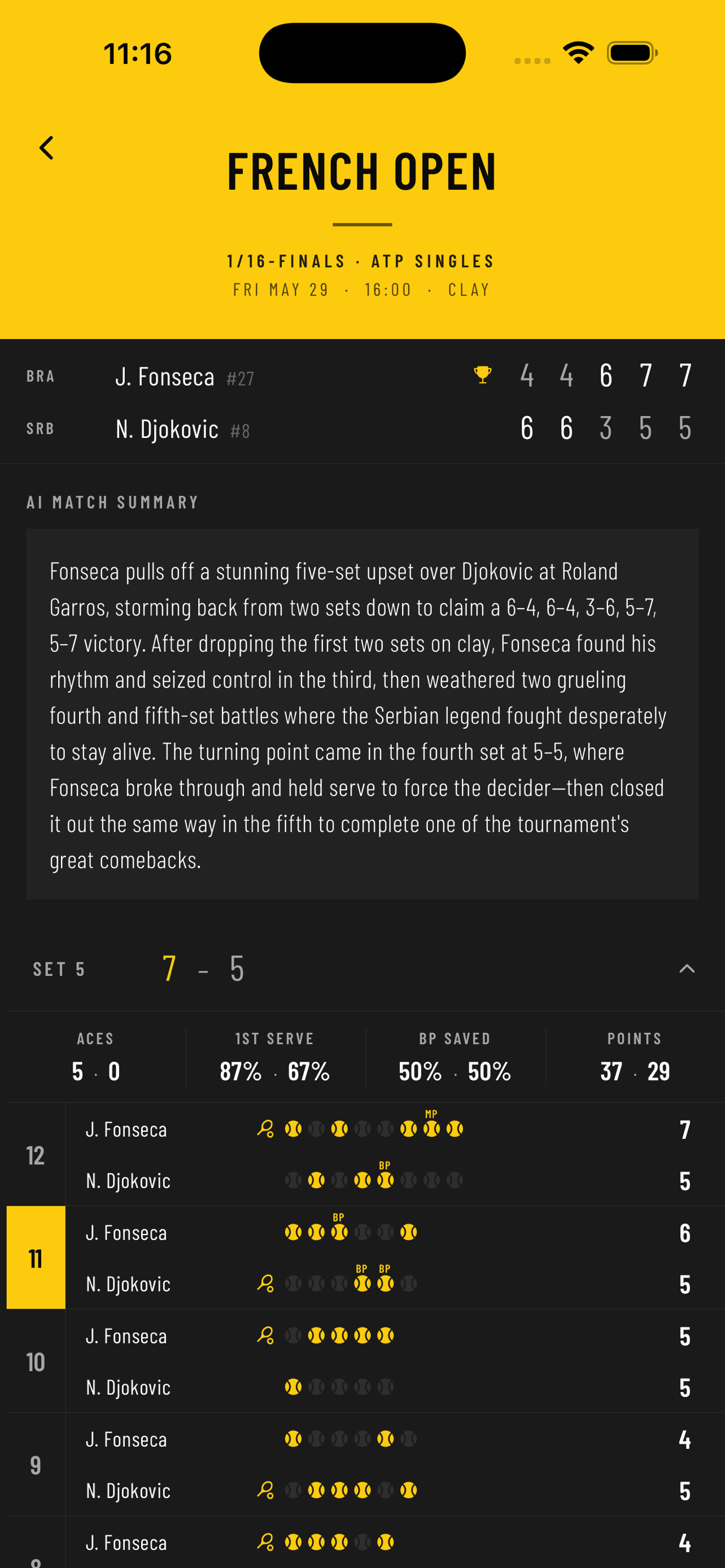Live Score Tennis App screenshot 5
