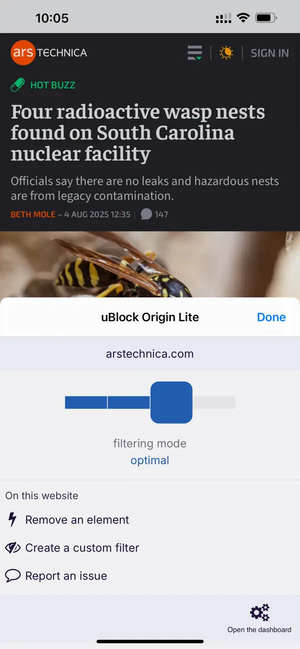 Screenshot #1 pour uBlock Origin Lite